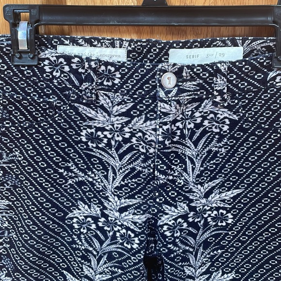 Anthropologie Pilcro Serif Mid Rise Floral Corduroy Skinny Pants Leggings 29 - Picture 6 of 8